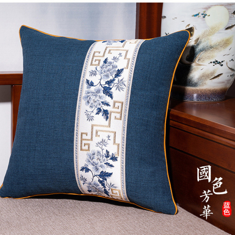 New Chinese Style Redwood Solid Wood Sofa Living Room Armchair Chair Cushion Summer Large Pillow Back Cushion Chinese Style