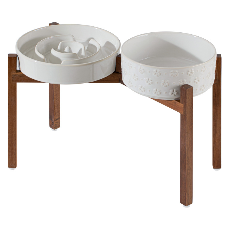 Cerámica para perros y gatos, tazón de comida lenta, tazón de comida para perros, tazón de comida para perros, tazón de agua para bebidas, tazón de comida para perros, alimentador de doble tazón