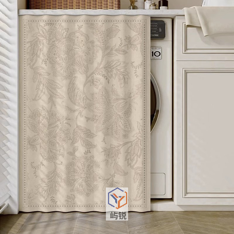 French-style vintage balcony washing machine cabinet storage rack cabinet door magic tape curtain for concealing and dust protection French-style vintage balcony washing machine cabinet storage rack cabinet door magic tape curtain for concealing and dust protection