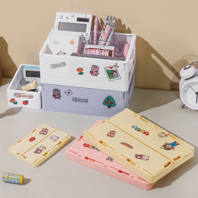 Foldable Desktop Storage Box, Office Stationery Organizer, Creative Storage Box, Household Snack and Cosmetics Storage Box Foldable Desktop Storage Box, Office Stationery Organizer, Creative Storage Box, Household Snack and Cosmetics Storage Box