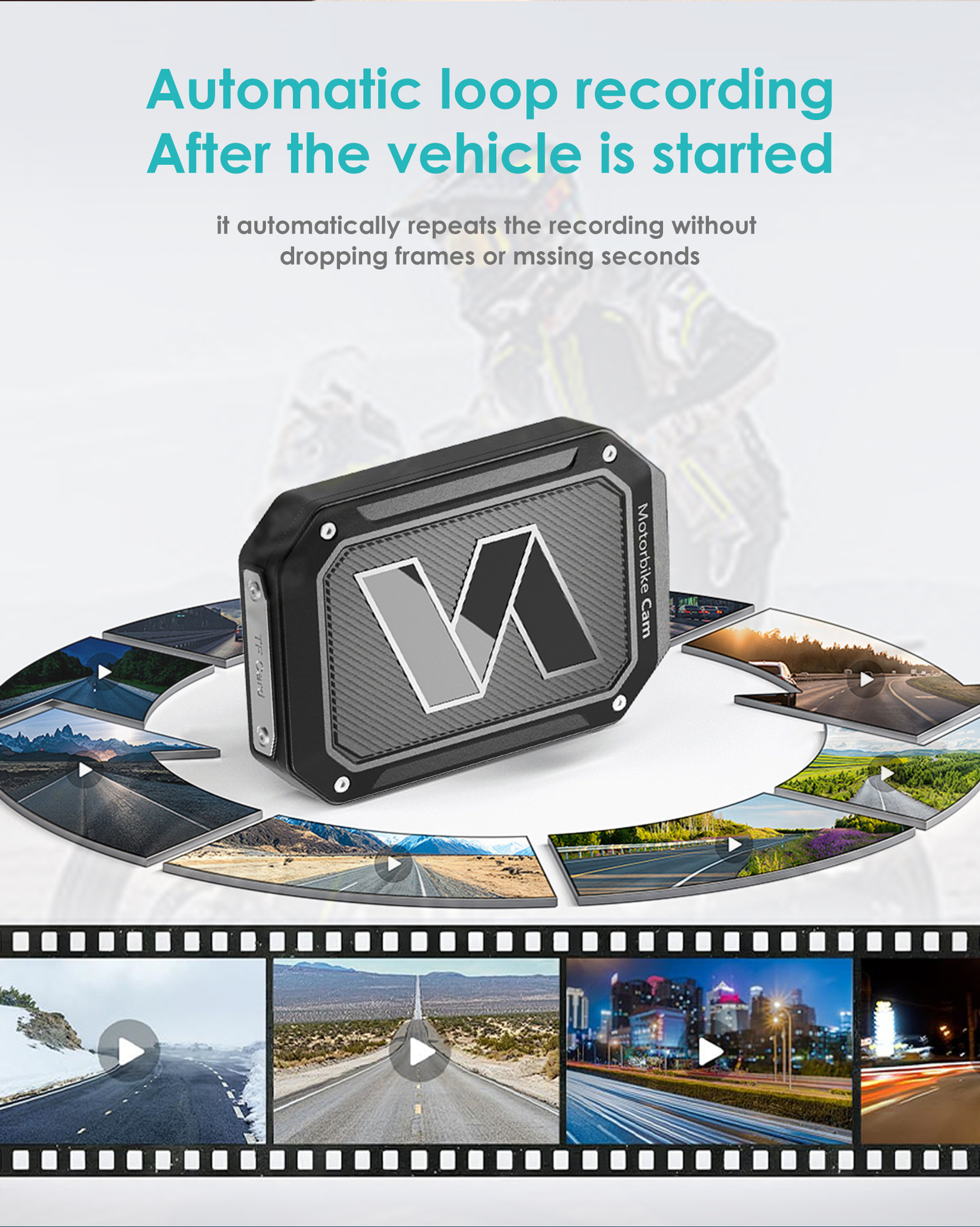 Cross-Border Best-Selling Dual-Recording Motorcycle Dashcam, Waterproof, Can Connect to Wifi, Hidden Installation Recorder
