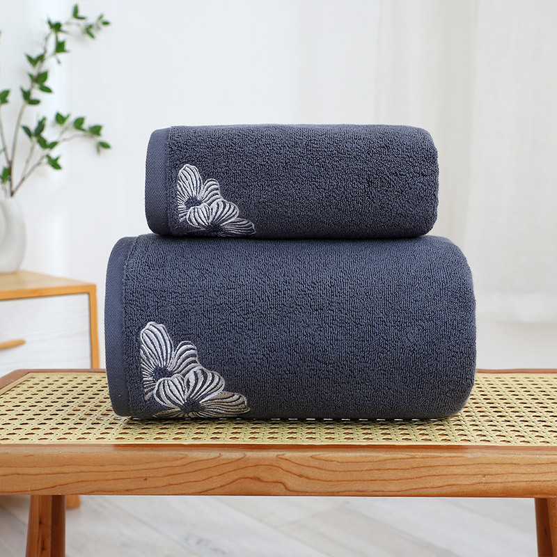 Super Absorbent Cotton Bath Towel Large Plain Embroidered Towel_voghion.com