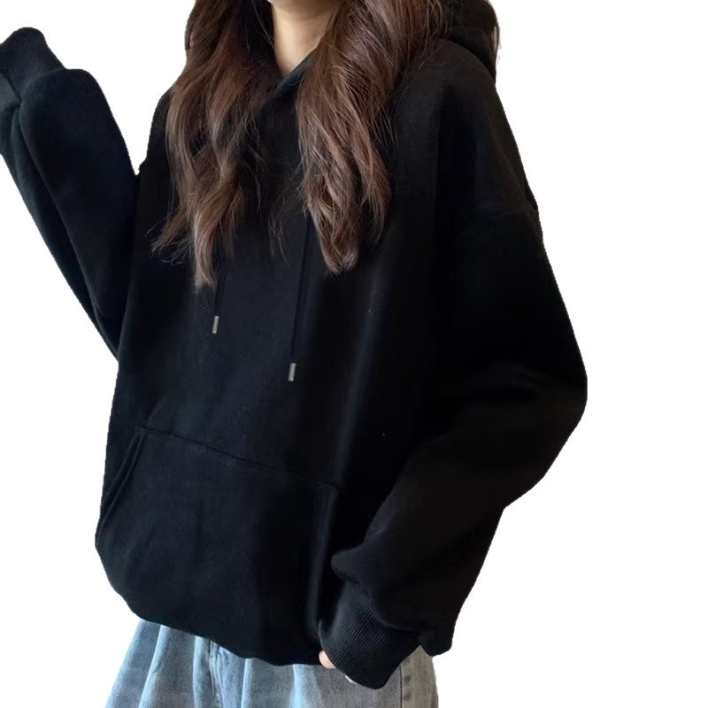 加绒连帽卫衣女情侣装2025秋冬宽松bf慵懒风休闲外套帽衫女装外贸|undefined