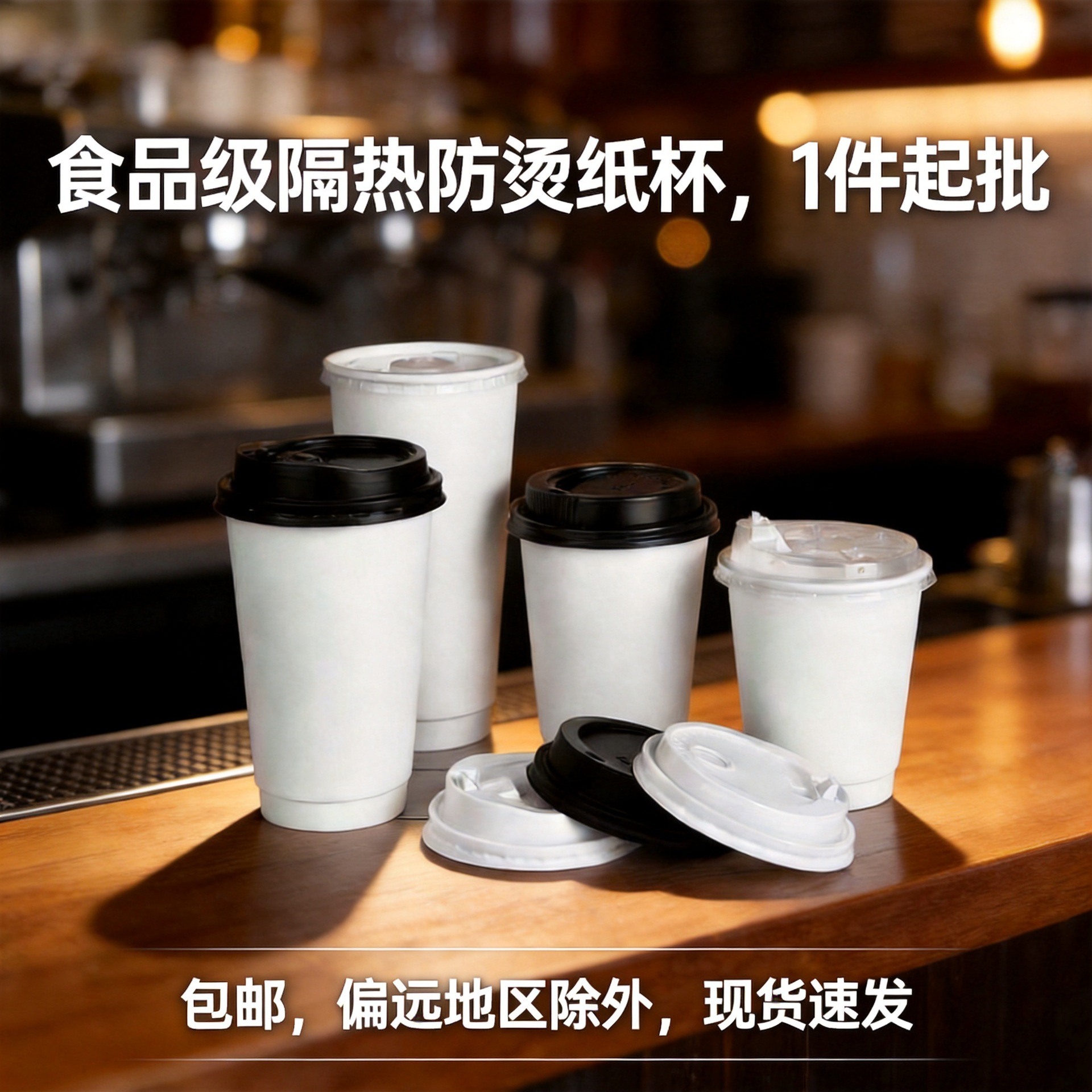 Disposable Coffee and Milk Tea Cups with Lids, Anti-Scalding Insulated Paper Cup Set, Commercial Hot Drink Special Thickened Water Cups