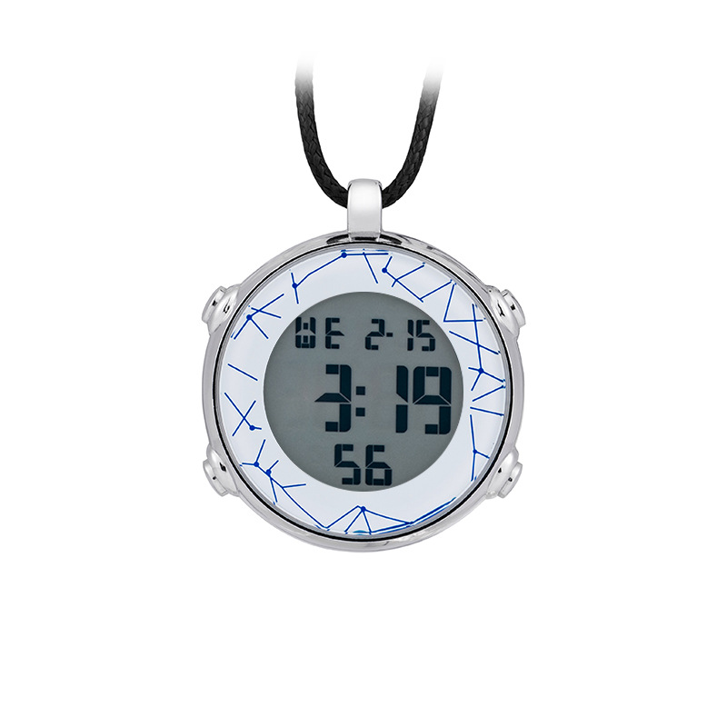 Simple reloj electrónico en stock al por mayor fluorescente noche pantalla colgante reloj patrón de dibujos animados accesorios de ropa reloj de bolsillo electrónico