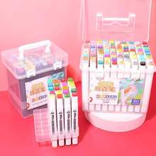 厂家现货48色马克笔套装学生水彩笔绘画笔酒精油性双头盒装记号笔