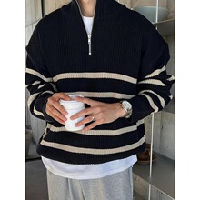 B 93547 Thick Striped Sweater Men Casual �l�y����ë�� �羳��