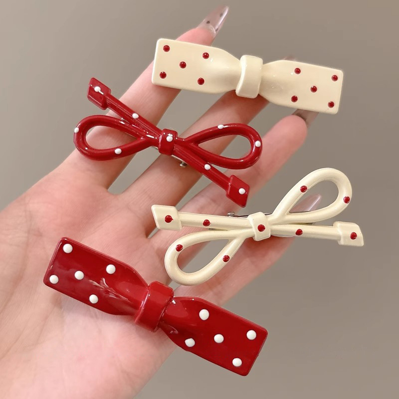 Anchor Red Dot Bow Clip Clip Clip Side Sweet Girl Clip Red Red Hair Adornement Tarjeta de pelo de mujer
