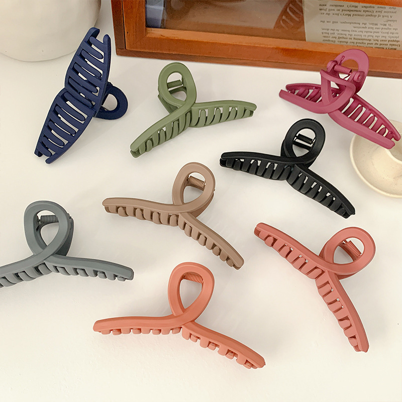 Cross-Border Korean Morandi Color Frosted Cross Gripper Korean Blogger Style High-End Large Shark Clip Hair Grip