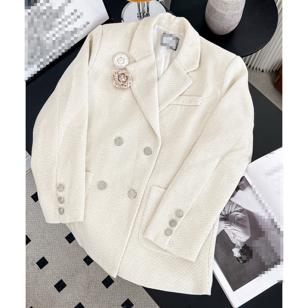 Loose Autumn and Winter New Design Floral Button Woolen Short Coat for Women, Heavy Woven Tweed Cardigan Coat