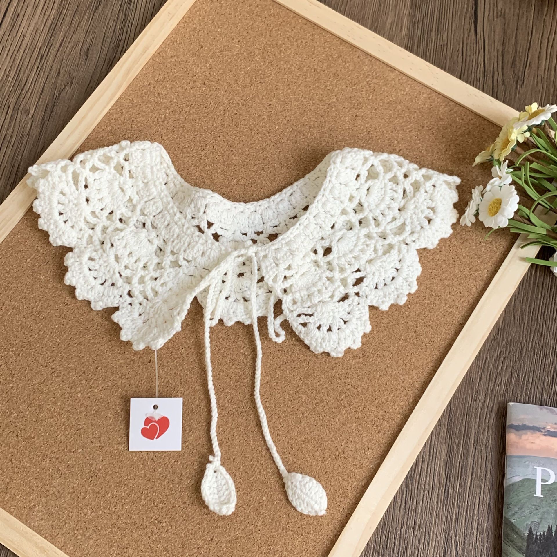 Cuello falso cuello niños bordado camisa de encaje hueco decoración pequeña fresca lazo muñeca cuello flor chal protector solar