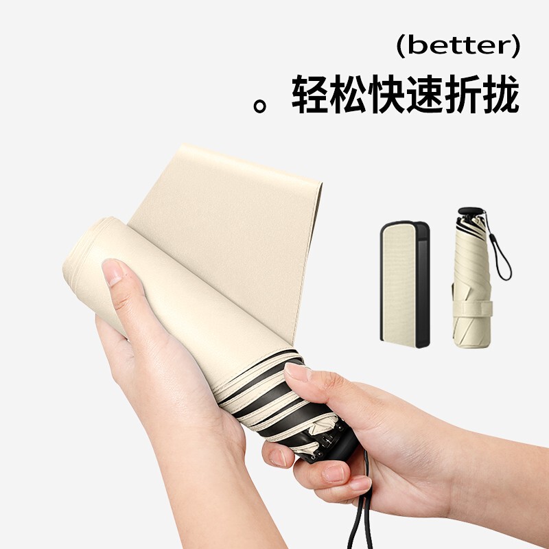 Mini Convenient Memory Stick Umbrella, Uv Protection, Sun Protection, Black-Coated Sun Umbrella, No Folding Required, Easy to Store, 60% off Umbrella