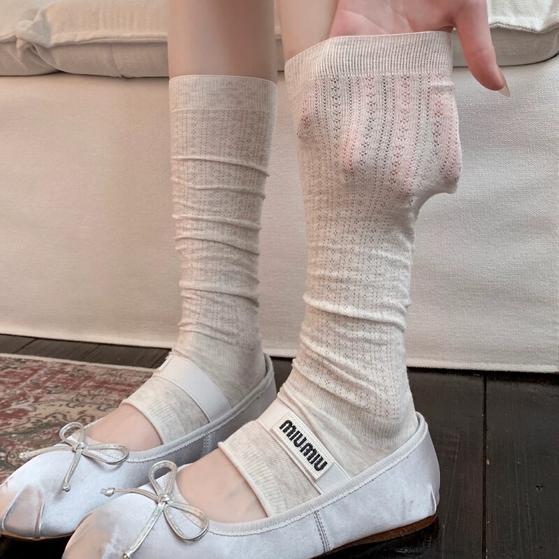 Summer Thin Sock Covers, Stacked Socks for Women, Footless Leg Warmers, Miu-Style Ballet Calf Socks, Mesh Long Socks, Breathable