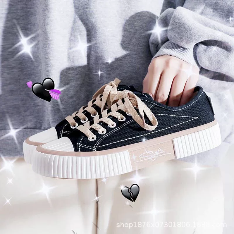 Низкие холщовые кеды для женщин, весенний повседневный стиль Harajuku ulzzang