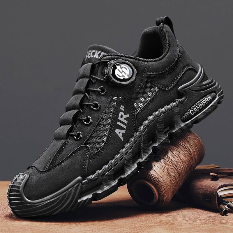 Zapatos de hombre Verano 2025 Calzado casual deportivo de red grande hueco Zapatos de moda de malla transpirable para hombre Botones giratorios para hombre