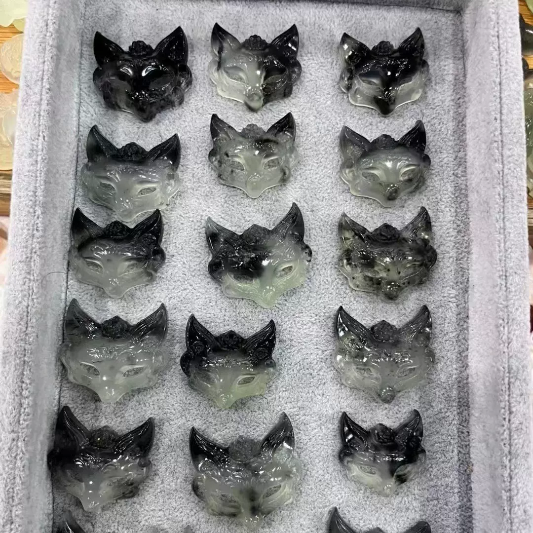 玉器饰品天然岫玉狐狸面具吊坠挂件玉器手牌