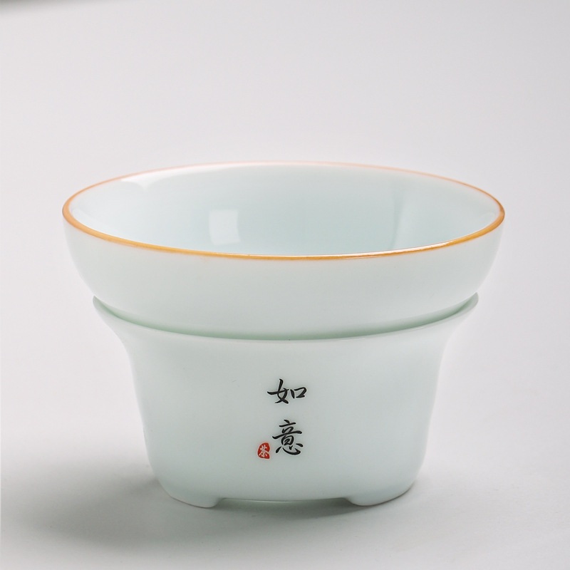 影青茶漏茶滤过滤网中式复古家用办公陶瓷分茶器泡茶功夫茶具青瓷