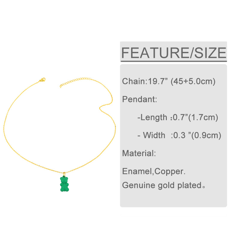 wholesale jewelry color bear shape pendant coppernecklace nihaojewelry