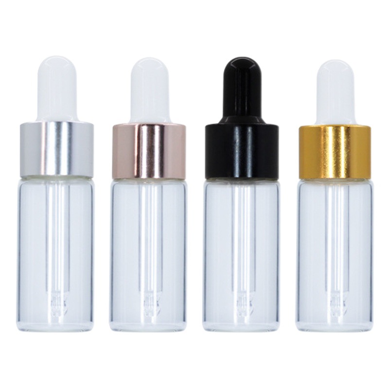 Light-Proof Small Essential Oil Bottle 5ml Essence Original Solution Sample Sub-Bottle Brown Glass Bottle Transparent Plastic Tip Dropper Bottle