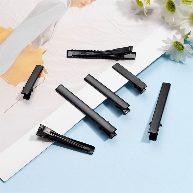 Black Minimalist Duckbill Clip Alloy Hairpin Material Wholesale Narrow Square Clip Hair Accessory DIY Parts Direct from Manufacturer