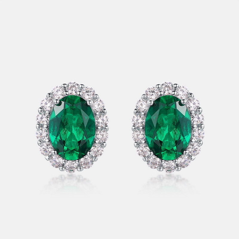 White Gold Plated, Silver Plated Plating Material Lab-grown Gemstone, Zircon Inlay Material Ear Studs Classification 1 Pair 925 Sterling Silver White Gold Plated Silver Plated Lab Created Gemstones Ear Studs