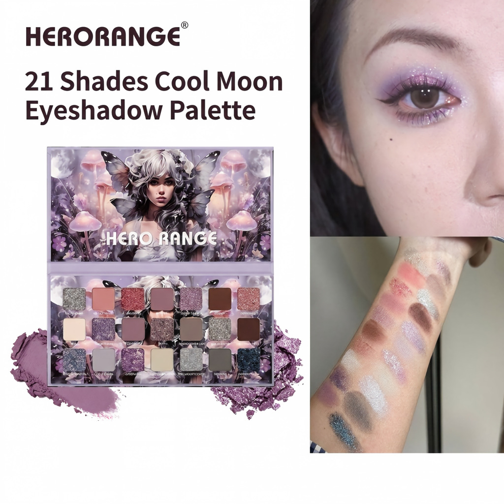 Cross-Border 21-Color Cold Moon Eyeshadow Palette, Matte Crushed Diamond Pearlescent, Multi-Use for Smoky Makeup, Hot-Selling Foreign Trade Cosmetics
