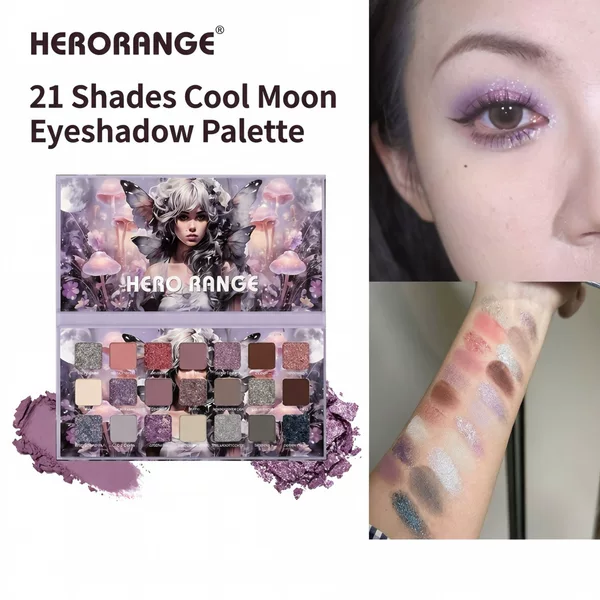 Cross-Border 21-Color Cold Moon Eyeshadow Palette, Matte Crushed Diamond Pearlescent, Multi-Use for Smoky Makeup, Hot-Selling Foreign Trade Cosmetics