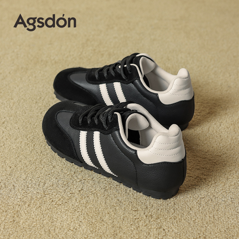 Zapatos de entrenamiento alemán de fondo grueso de Augu Shi Deng 2025 otoño nuevos zapatos casuales clásicos delgados zapatos blancos de moda