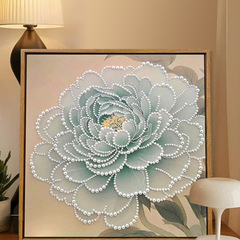 国风感珍珠画diy手工全套材料包牡丹荷花卉新中式宋锦装饰画