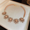 Necklace and earrings from pearl, set, retro chain for key bag , European style, flowered