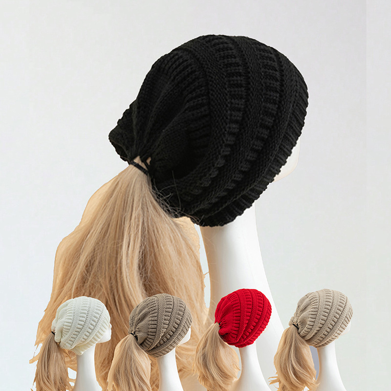 Bonnet tricoté pour l'hiver - Bonnet souple et chaud en acrylique pour activités de plein air, noir, rouge, voyage en plein air, bonnet tricoté chaud, chapeau décontracté_voghion.com