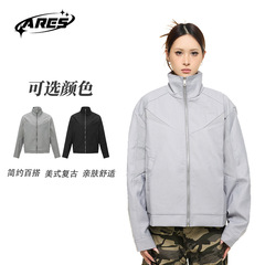ARESWINGS小众设计解构立领黑色廓形宽松飞行服夹克 潮流百搭外套