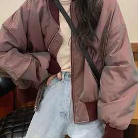 短款棉服女2025年新款秋冬百搭宽松港风棒球服夹克外套学生面包服