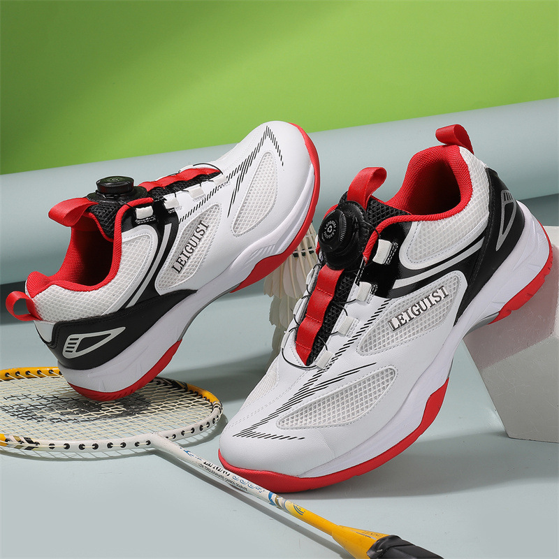 Professional Men's and Women's Badminton Shoes Non-Slip Shock-Absorbing Sports Shoes 2025 New Breathable Swivel Buckle Practical Training Shoes