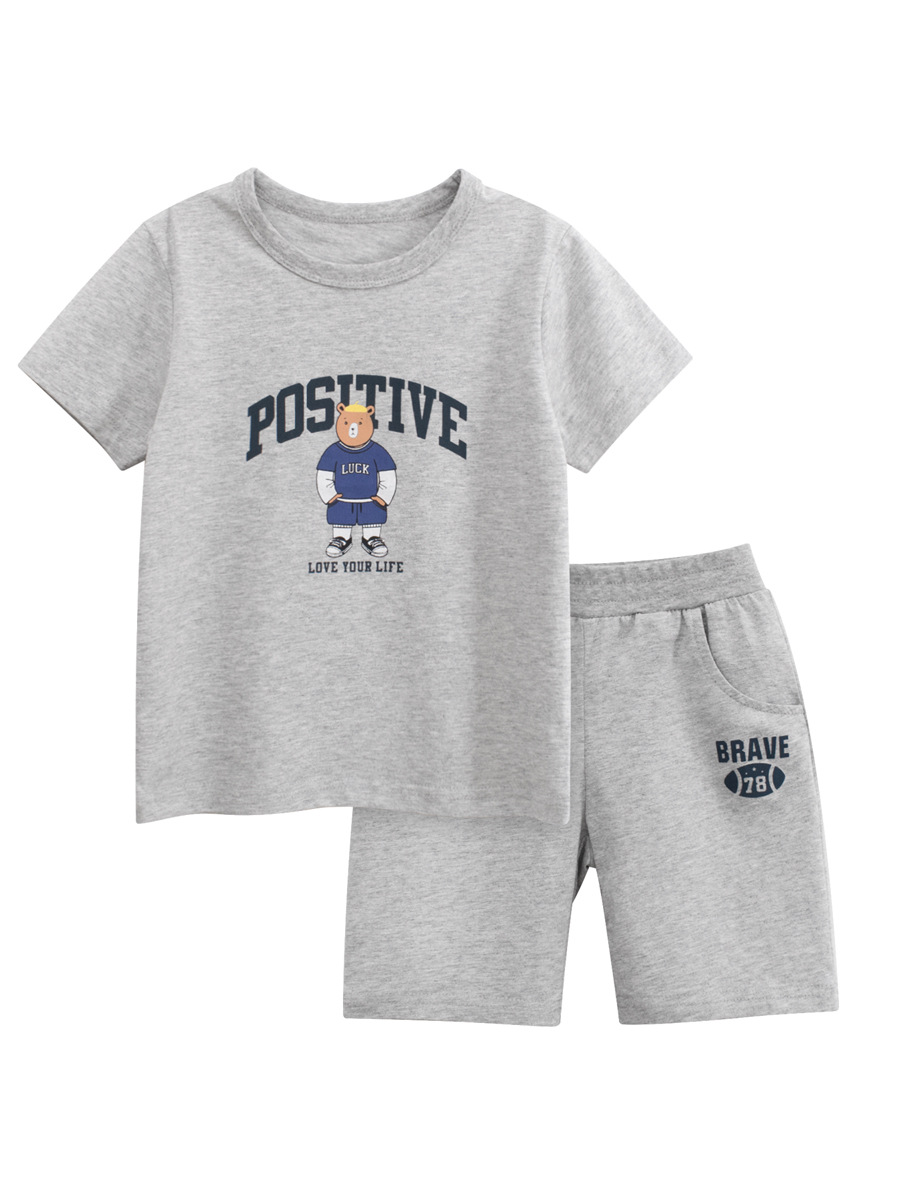 2025 ropa para niños de verano nuevo traje de oso de dibujos animados para niños ropa para bebés pantalones de dos piezas fuente de Douyin