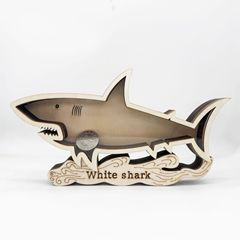 新しい木製貯金箱工芸品サメカボチャパイナップルの形は家庭のオフィスデスクの装飾品を飾っている