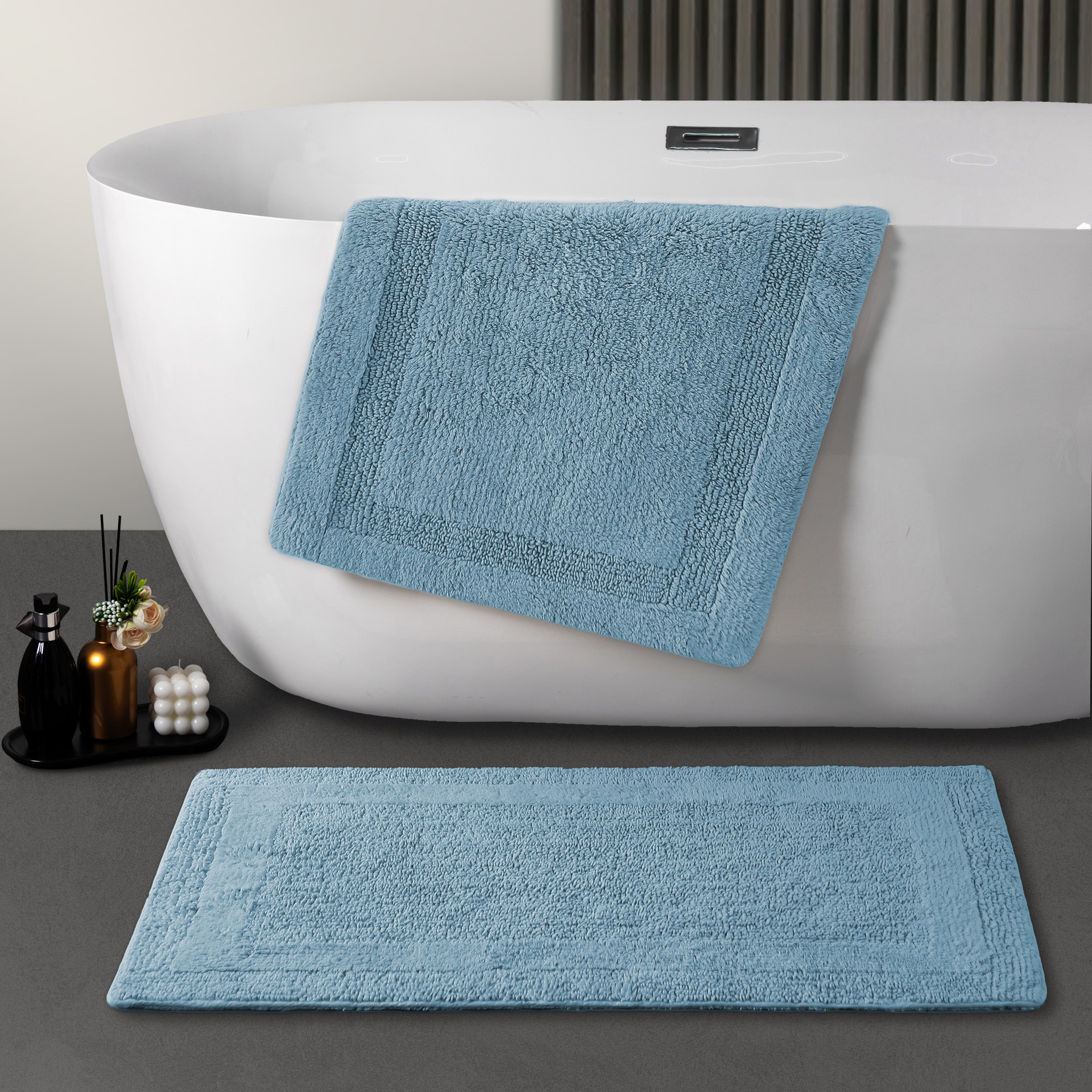 Hotel de alta gama alfombra de suelo de absorción de agua de algodón grueso puerta de inodoro antideslizante alfombra de suelo doméstica lavable a máquina