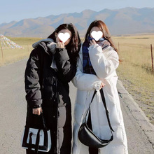长款羽绒服女过膝长加厚大码宽松韩版白鸭绒中戏学生情侣冬外套