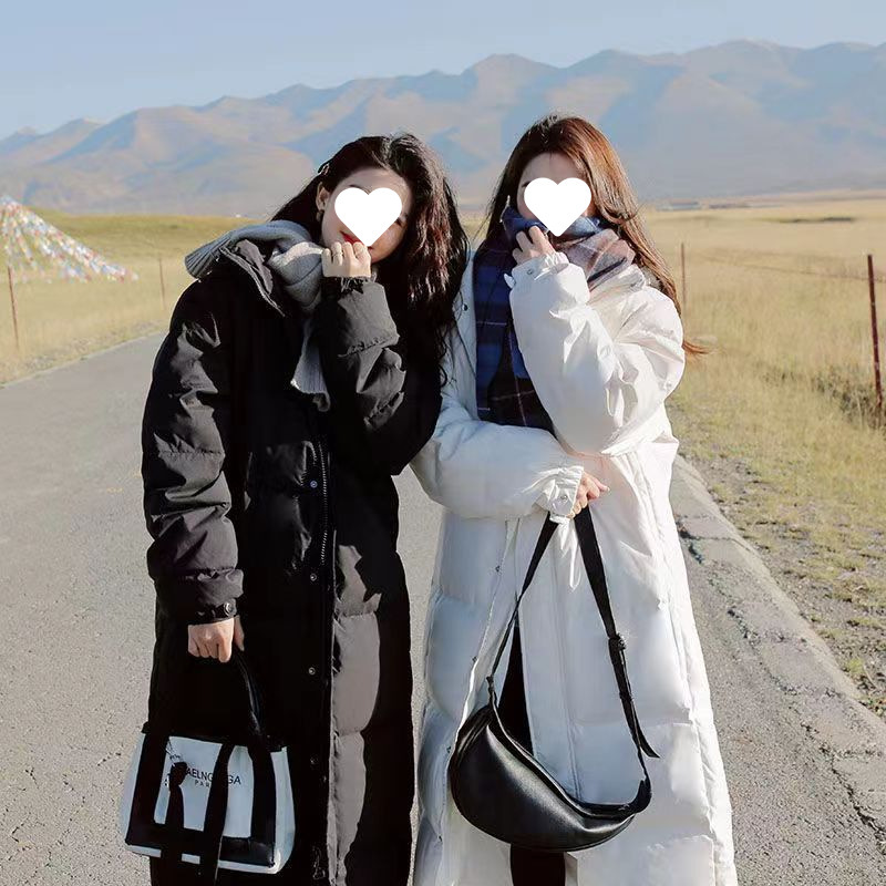 长款羽绒服女过膝长加厚大码宽松韩版白鸭绒中戏学生情侣冬外套