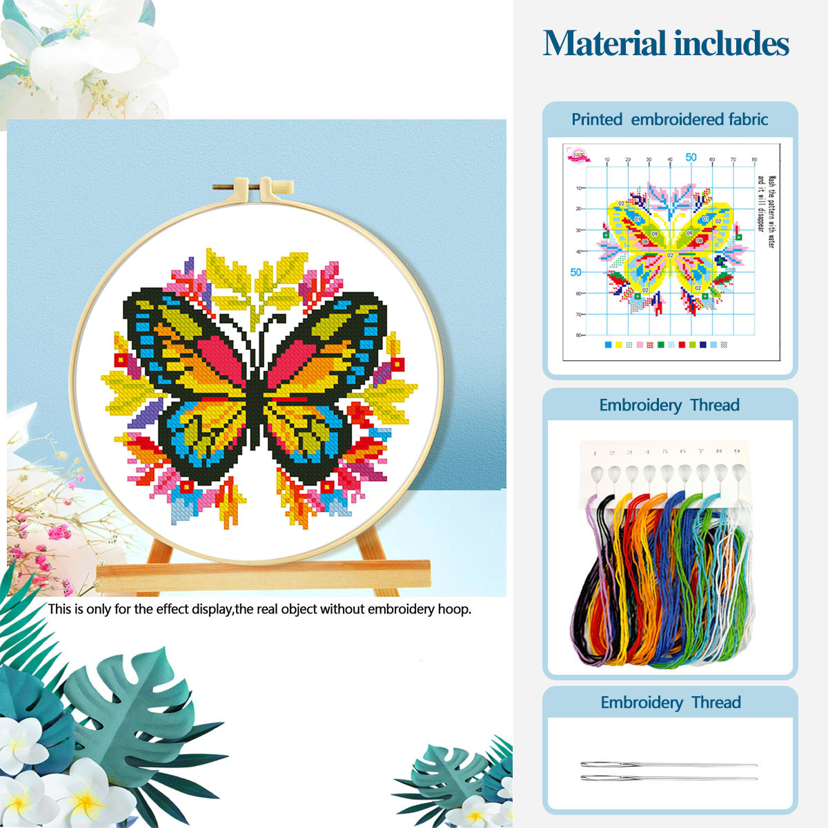Mona Lisa Royal Foreign Trade Nuevo paquete de material de tela estampada de mariposa de punto de cruz image 7