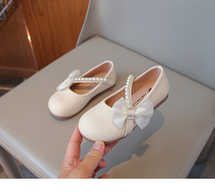 Mädchen Leder Slipper Mit Perlen Schleife Und Weicher Sohle_voghion.com