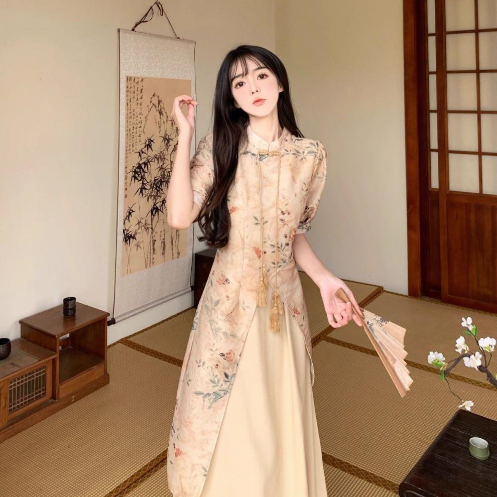 chinese print dress fashion nova Shanghai Satin Mini Dress - Red