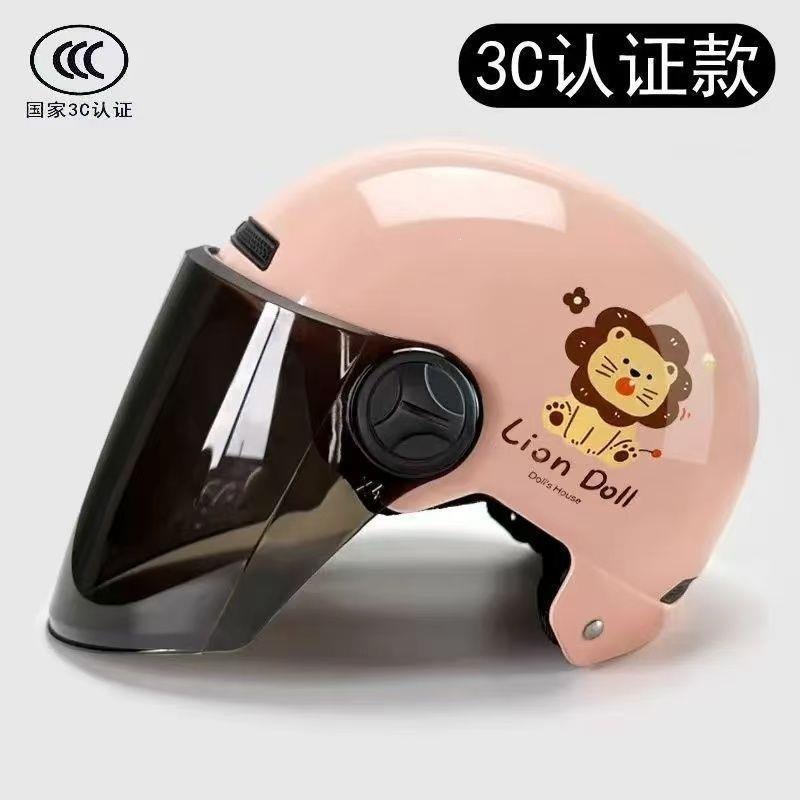 3C certified cat-themed half helmet for electric vehicles, suitable for both men and women, universal for all seasons, electric motorcycle safety helmet, cartoon cat design