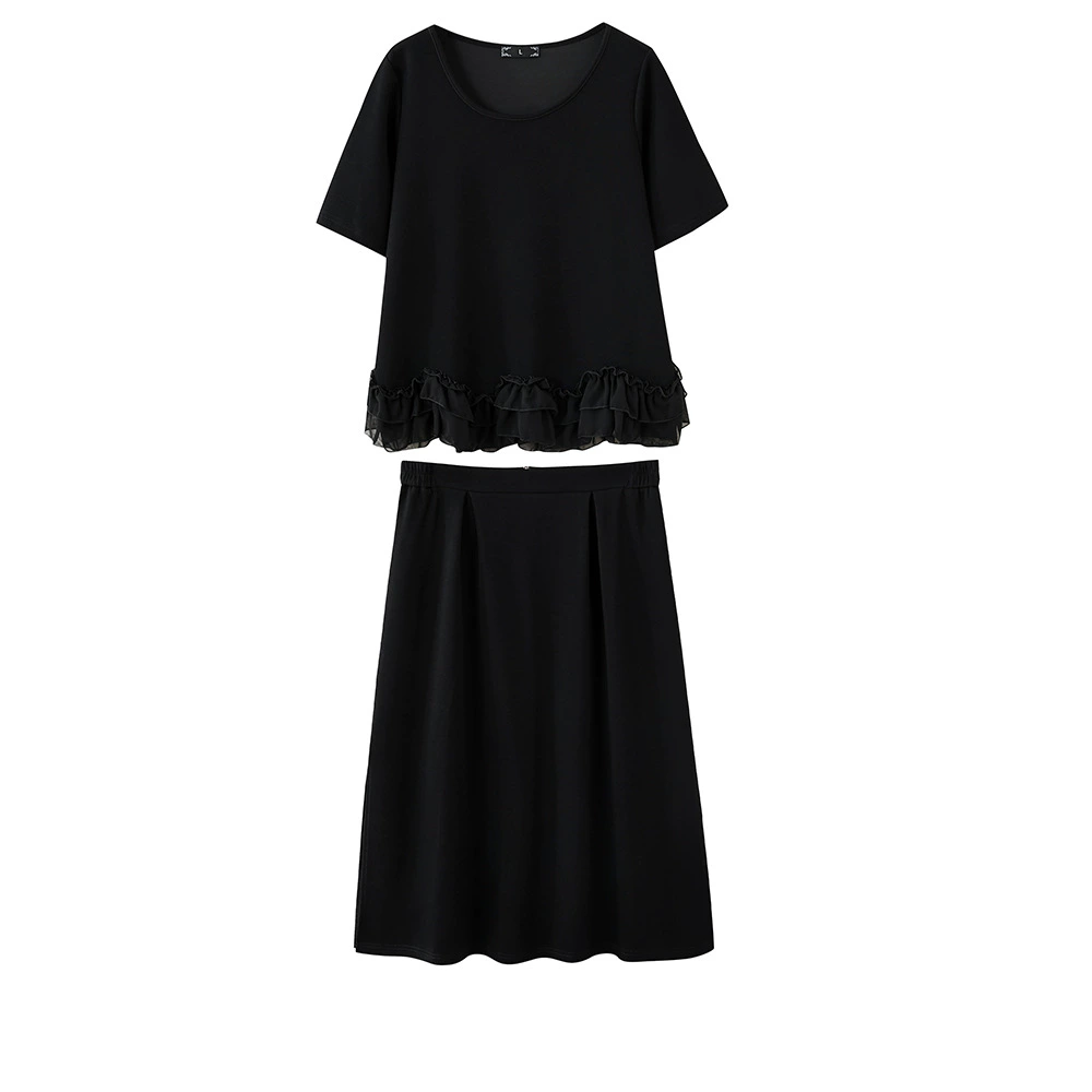 Новая женская одежда большого размера 200 фунтов толстый мм эластичные юбка в форме буквы A свободная юбка из двух частей летнее случайное сшивание