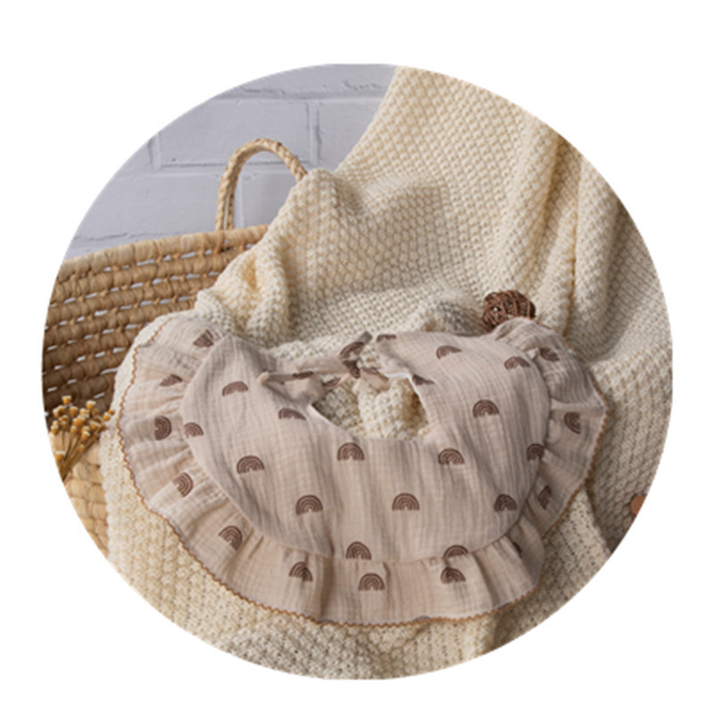 360 grados para aumentar la pequeña toalla de saliva de flores, collar falso, bata, gaza de algodón, tipo A, delantal de encaje para bebés