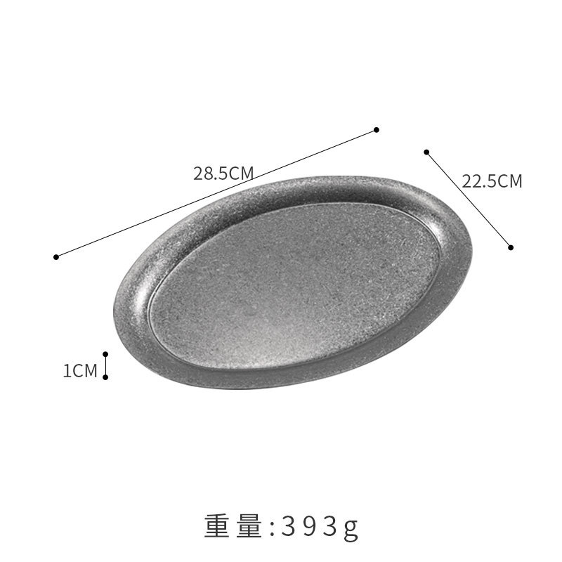 Estilo japonés retro oval placa 304 bandeja de restaurante de acero inoxidable Placa de postre Placa de toalla fondo plano apenado logotipo personalizado