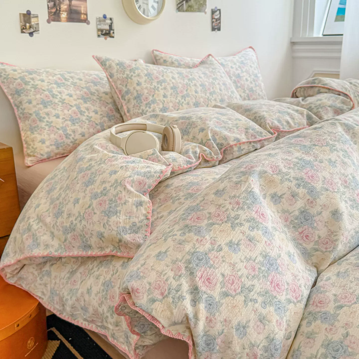 A类母婴级云感双层纱床上四件套纯棉学生宿舍三件套卡通床单被套4