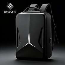 跨境硬壳商务双肩包男款大容量休闲背包大学生17.3寸游戏电脑背包