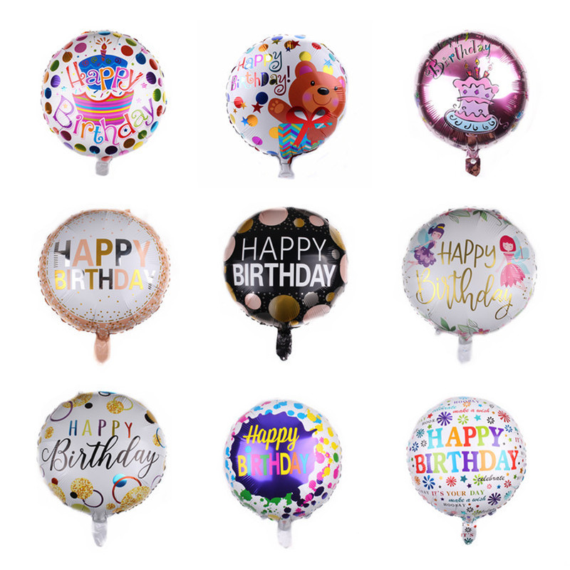 18 inch round happy birthday aluminum balloon variety baby birthday balloon mall dress balloon wholesale