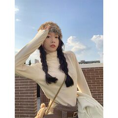 德绒半高领内搭白色打底衫秋季长袖T恤黑色保暖修身上衣女装ins